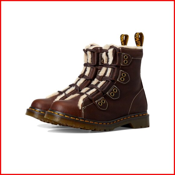 Lace-Up Ankle Boots with Faux Fur Lining Grizzly Leather Water Resistant